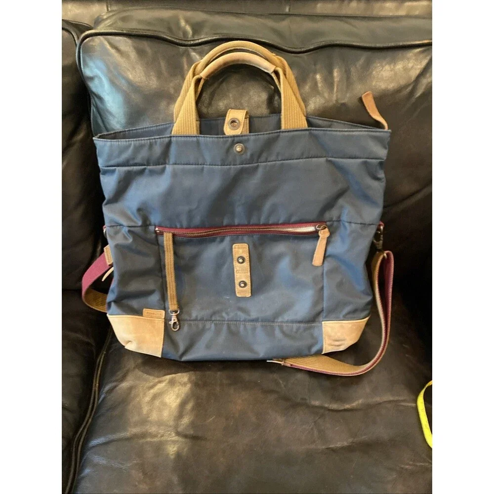 Timbuk2 Monterey Messenger Bag Leather Nylon Fold Over Padded